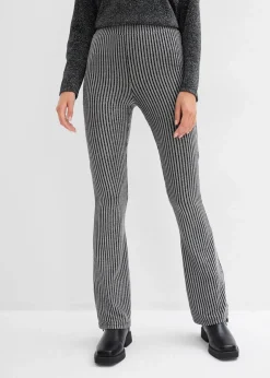 bonprix Bekleidung·Kleider|Hosen|Ausgestellte Leggings mit Glitzergarn schwarz lurex gestreift