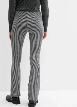 bonprix Bekleidung·Kleider|Hosen|Ausgestellte Leggings mit Glitzergarn schwarz lurex gestreift