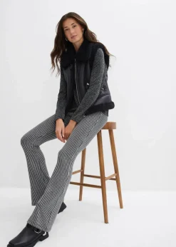 bonprix Bekleidung·Kleider|Hosen|Ausgestellte Leggings mit Glitzergarn schwarz lurex gestreift