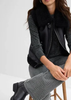 bonprix Bekleidung·Kleider|Hosen|Ausgestellte Leggings mit Glitzergarn schwarz lurex gestreift