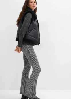 bonprix Bekleidung·Kleider|Hosen|Ausgestellte Leggings mit Glitzergarn schwarz lurex gestreift