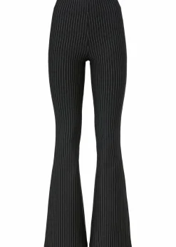 bonprix Bekleidung·Kleider|Ausgestellte Schlupfhose mit Nadelstreifen schwarz/grau längs gestreift