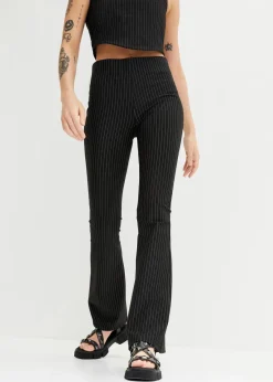 bonprix Bekleidung·Kleider|Ausgestellte Schlupfhose mit Nadelstreifen schwarz/grau längs gestreift