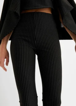 bonprix Bekleidung·Kleider|Ausgestellte Schlupfhose mit Nadelstreifen schwarz/grau längs gestreift