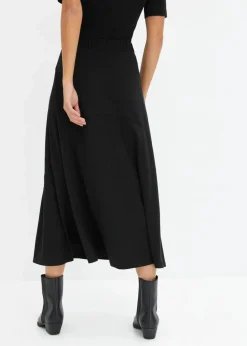 bonprix Röcke|Bekleidung·Sportbekleidung|ausgestellter Jersey-Rock schwarz