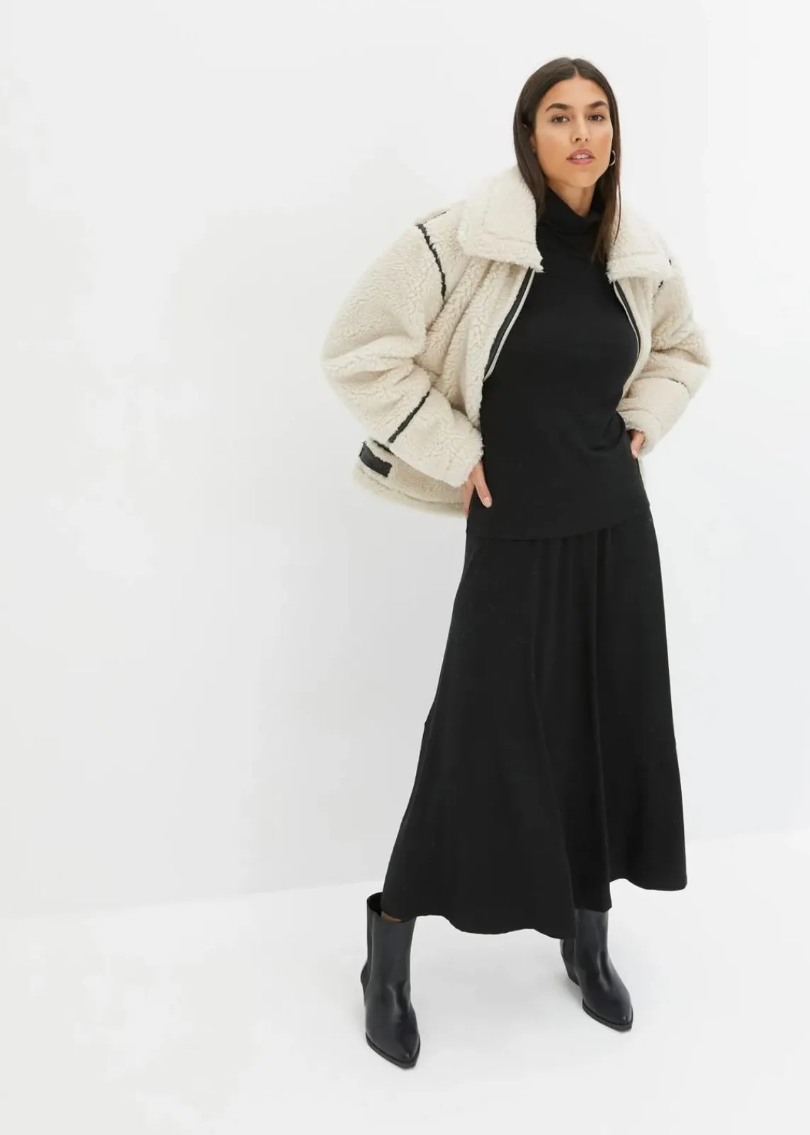 bonprix Röcke|Bekleidung·Sportbekleidung|ausgestellter Jersey-Rock schwarz