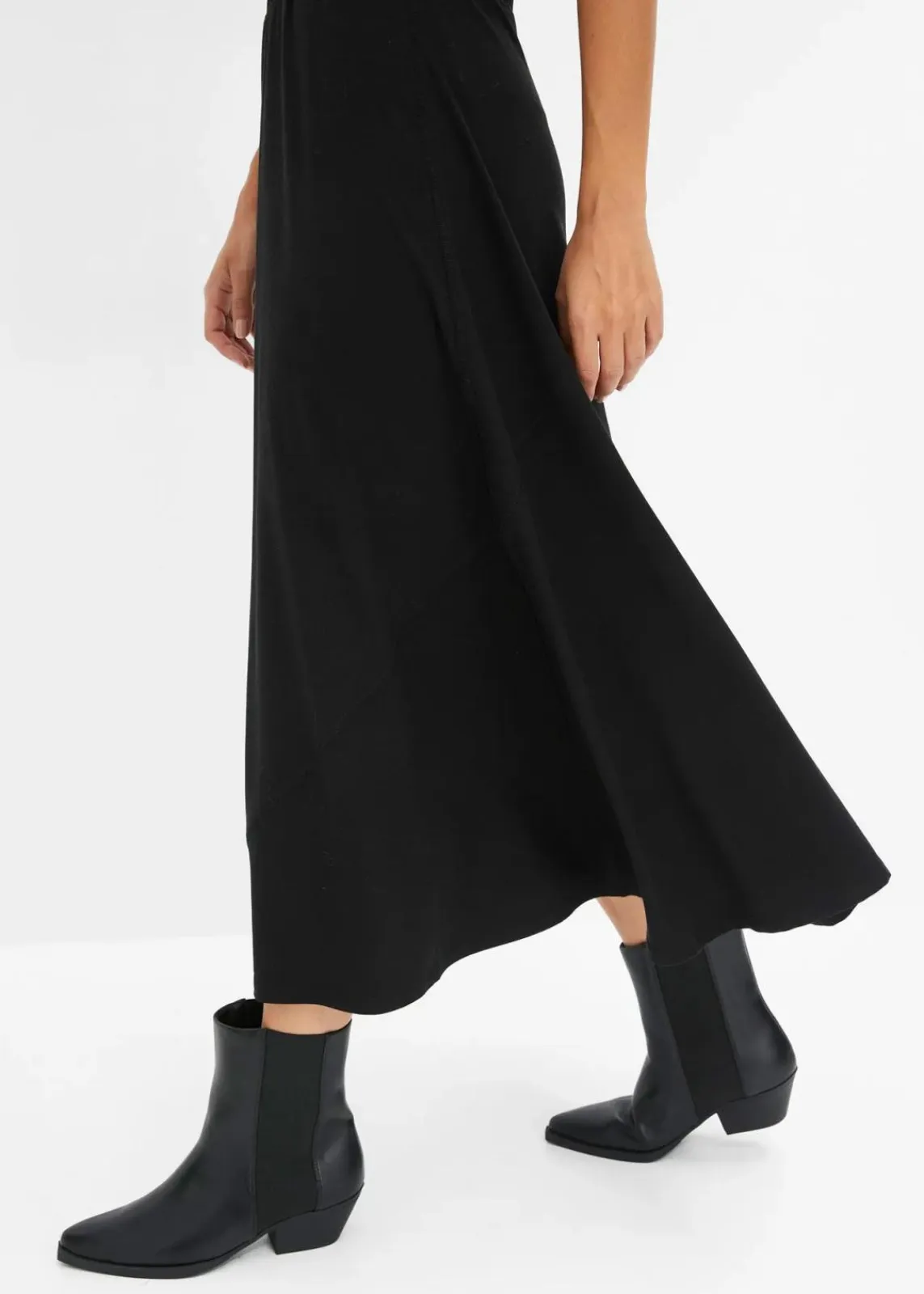 bonprix Röcke|Bekleidung·Sportbekleidung|ausgestellter Jersey-Rock schwarz