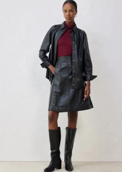 bonprix Bekleidung·Sportbekleidung|Röcke|Ausgestellter Lederrock aus Lammnappa schwarz