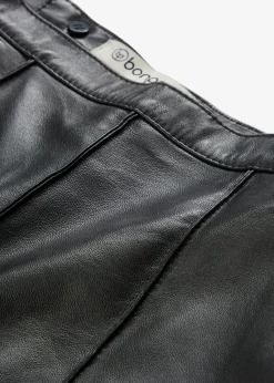 bonprix Bekleidung·Sportbekleidung|Röcke|Ausgestellter Lederrock aus Lammnappa schwarz