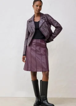 bonprix Bekleidung·Sportbekleidung|Röcke|Ausgestellter Lederrock aus Lammnappa weinrot