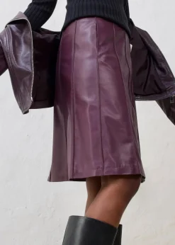 bonprix Bekleidung·Sportbekleidung|Röcke|Ausgestellter Lederrock aus Lammnappa weinrot