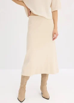 bonprix Bekleidung·Sportbekleidung|Röcke|Ausgestellter Strickrock kieselbeige meliert