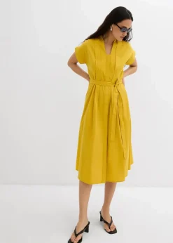 bonprix Kleider|Bekleidung·Pullover & Strickjacken|Ausgestelltes Kaftan-Kleid lemoncurry