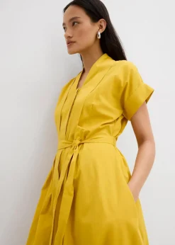 bonprix Kleider|Bekleidung·Pullover & Strickjacken|Ausgestelltes Kaftan-Kleid lemoncurry