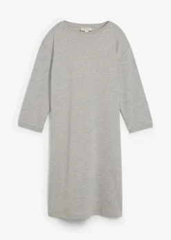 bonprix Kleider|Nachhaltigere Materialien|Ausgestelltes Sweatkleid hellgrau meliert meliert