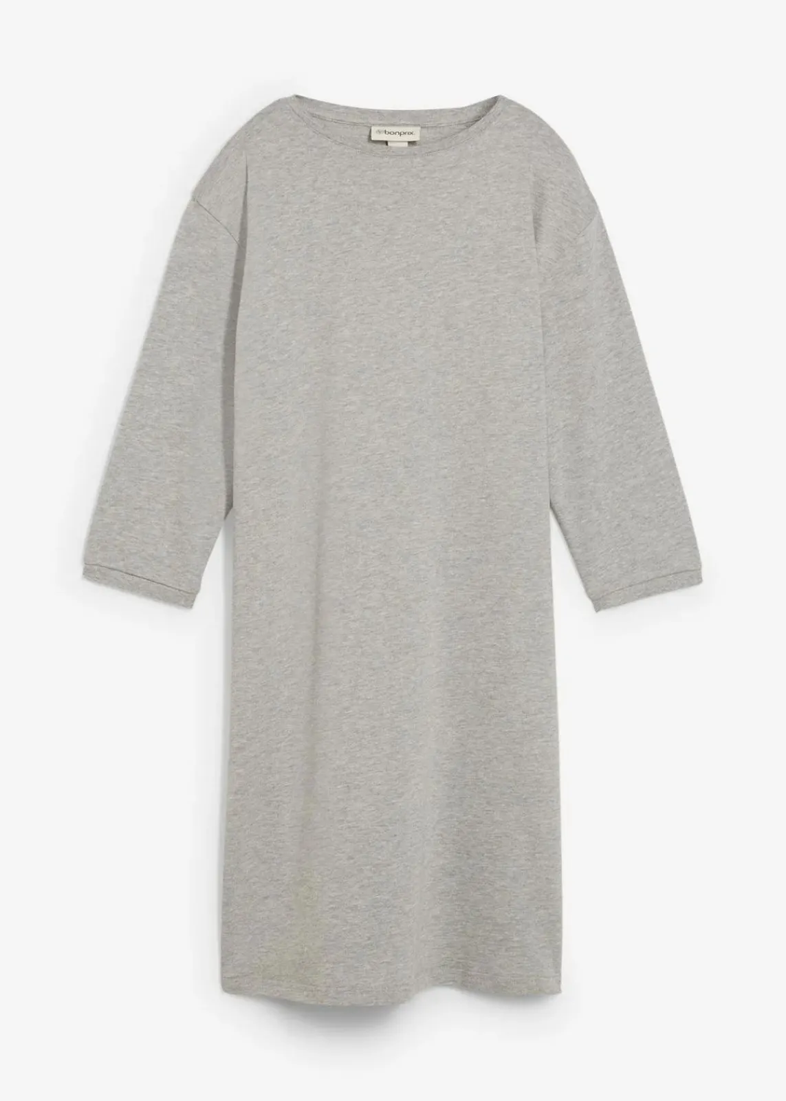 bonprix Kleider|Nachhaltigere Materialien|Ausgestelltes Sweatkleid hellgrau meliert meliert