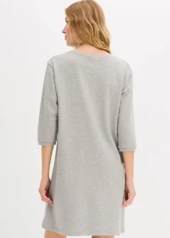 bonprix Kleider|Nachhaltigere Materialien|Ausgestelltes Sweatkleid hellgrau meliert meliert