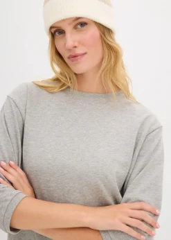 bonprix Kleider|Nachhaltigere Materialien|Ausgestelltes Sweatkleid hellgrau meliert meliert