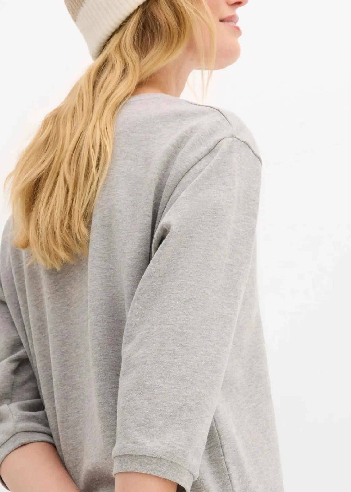 bonprix Kleider|Nachhaltigere Materialien|Ausgestelltes Sweatkleid hellgrau meliert meliert