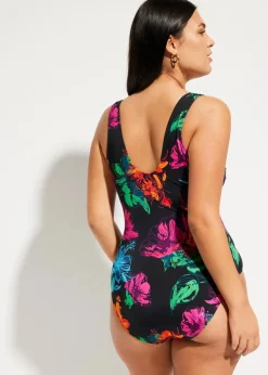 bonprix Nachhaltigere Materialien|Badeanzüge|Badeanzug schwarz floral