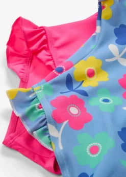 bonprix Jungen|Mädchen|Badeanzug (2er Pack) neonpink + bunt geblümt
