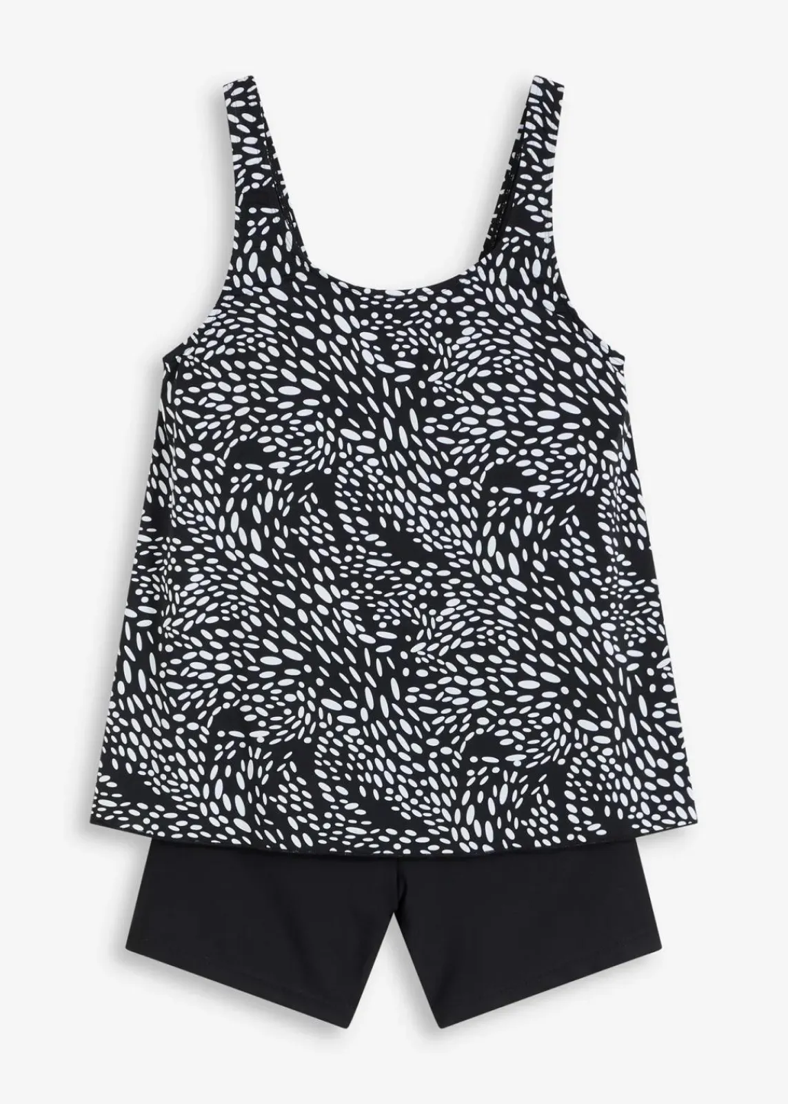 bonprix Badeanzüge|Badeanzug mit Bein schwarz/weiß gepunktet