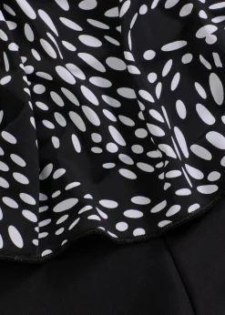 bonprix Badeanzüge|Badeanzug mit Bein schwarz/weiß gepunktet