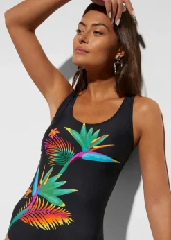 bonprix Badeanzüge|Bademode·Badeanzüge|Badeanzug mit platziertem Druck schwarz bedruckt