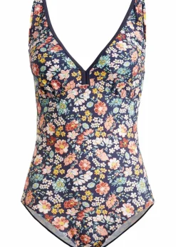 bonprix Nachhaltigere Materialien|Badeanzüge|Badeanzug schnelltrocknend dunkelblau floral