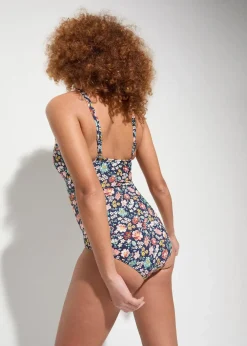 bonprix Nachhaltigere Materialien|Badeanzüge|Badeanzug schnelltrocknend dunkelblau floral