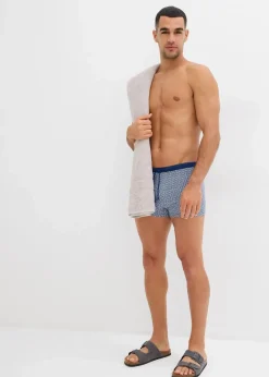 bonprix Strandmode|Badehosen|Badehose (2er Pack) Herren dunkelblau graphisch