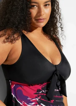 bonprix Nachhaltigere Materialien|Badekleider|Badekleid mit breiten Trägern schwarz graphisch