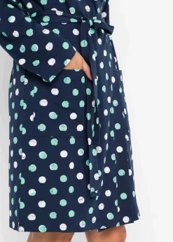 bonprix Wäsche·Bademäntel|Nachhaltigere Materialien|Bademantel aus Bio-Baumwolle dunkelblau gepunktet