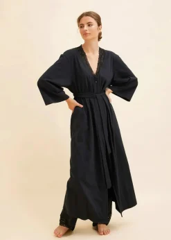 bonprix Bademäntel|Bademantel aus reiner Baumwolle schwarz