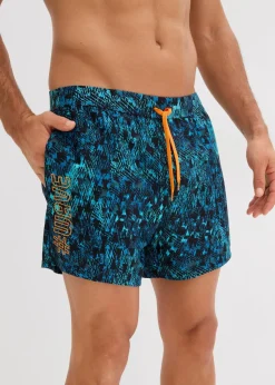 bonprix Strandmode|Badehosen|Badeshorts schwarz/grün graphisch