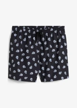 bonprix Strandmode|Badehosen|Badeshorts Herren schwarz/wollweiß paisley