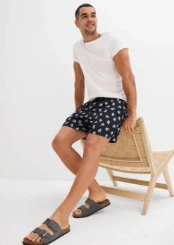 bonprix Strandmode|Badehosen|Badeshorts Herren schwarz/wollweiß paisley