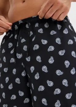 bonprix Strandmode|Badehosen|Badeshorts Herren schwarz/wollweiß paisley