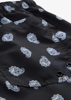 bonprix Strandmode|Badehosen|Badeshorts Herren schwarz/wollweiß paisley