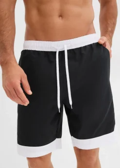 bonprix Große Größen|Badehosen|Badeshorts Herren schwarz/weiß