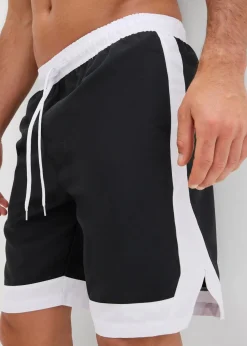 bonprix Große Größen|Badehosen|Badeshorts Herren schwarz/weiß