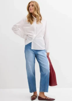 bonprix Jeans|Bekleidung·Shirts & Tops|Baggy-Jeans High Waist hellblau denim used