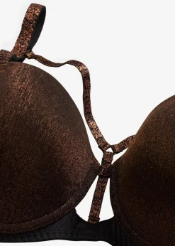bonprix Wäsche·Dessous|Wäsche·Große Cups D-H|Balconette-BH aus glitzerndem Material schwarz/kupfer
