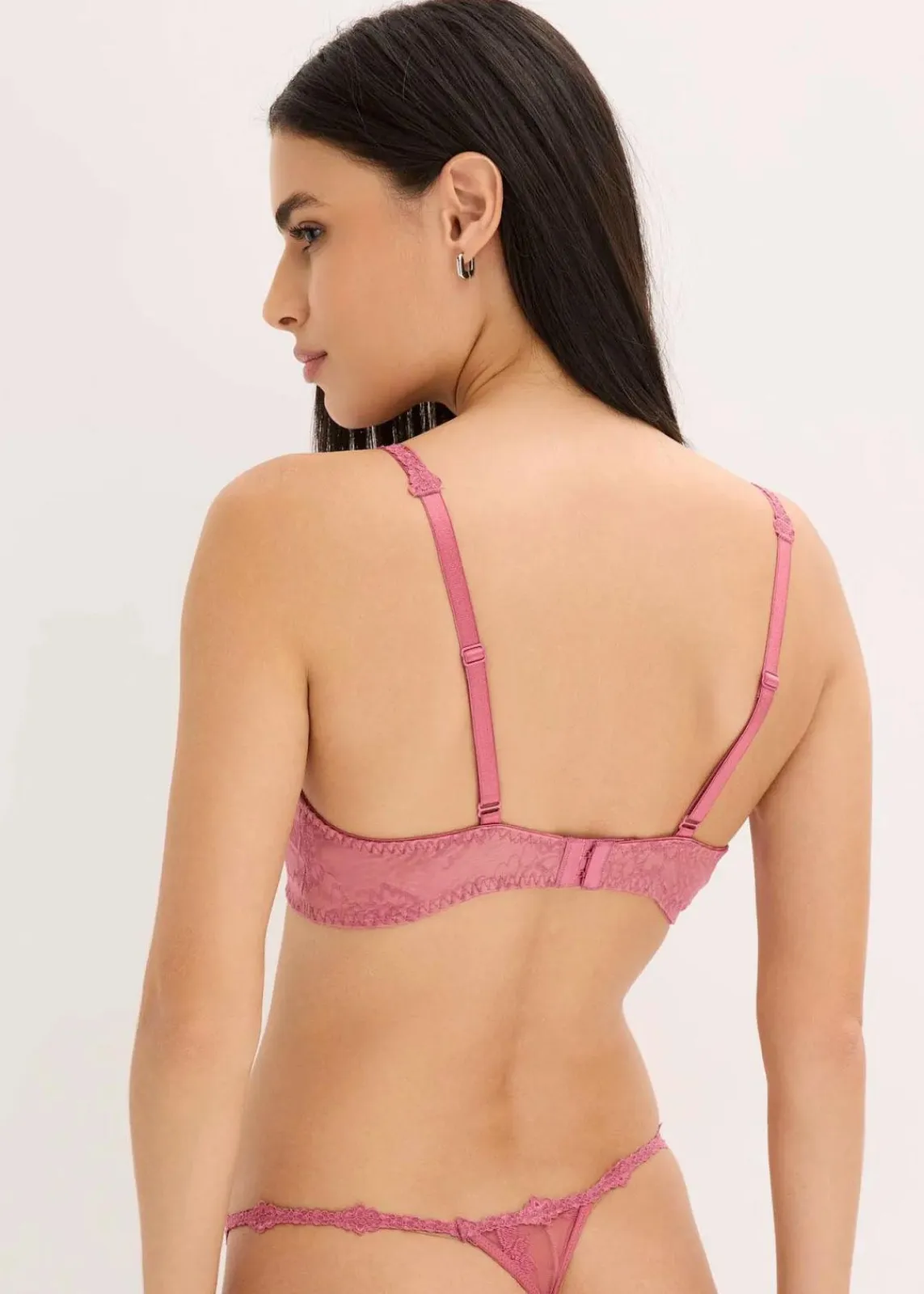 bonprix Wäsche·Dessous|Wäsche·Große Cups D-H|Balconette-BH mit blumiger Spitze kirschblütenpink/hellbraun