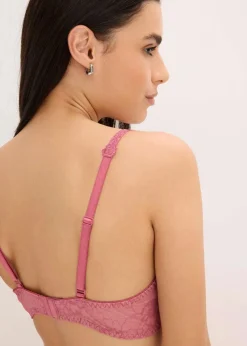 bonprix Wäsche·Dessous|Wäsche·Große Cups D-H|Balconette-BH mit blumiger Spitze kirschblütenpink/hellbraun