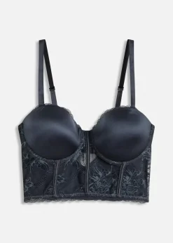 bonprix Bhs|Dessous|Balconette-BH mit feiner Spitze und Glanzeffekt intensivblau