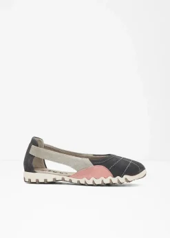 bonprix Sommerschuhe|Ballerinas aus Veloursleder grau/rosa