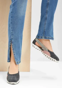 bonprix Sommerschuhe|Ballerinas aus Veloursleder grau/rosa