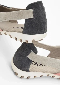 bonprix Sommerschuhe|Ballerinas aus Veloursleder grau/rosa