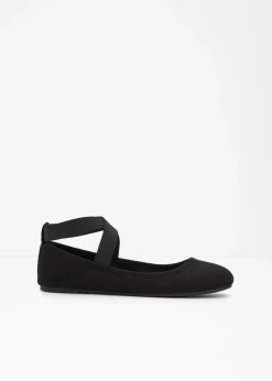bonprix Sommerschuhe|Schuhe & Accessoires In Spezialgrößen·Schuhe In Übergröße|Ballerinas mit elastischen Riemen schwarz